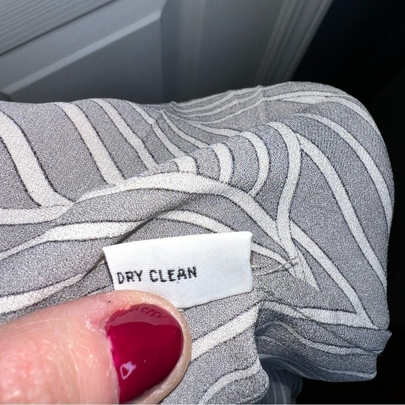 Vtg Talbots Plus Size Petites 20W Gray White Stripe Button Up Blouse Top 20P Tie - Picture 11 of 16